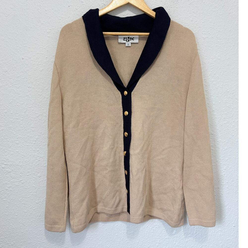 St. John SJK Knit Blazer Jacket Cardigan Vintage Career Quiet Luxury Classic